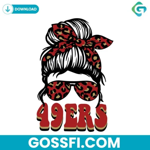 messy-bun-girl-leopard-49ers-football-svg-download