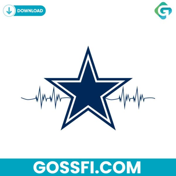 dallas-cowboys-star-heartbeat-svg-digital-download