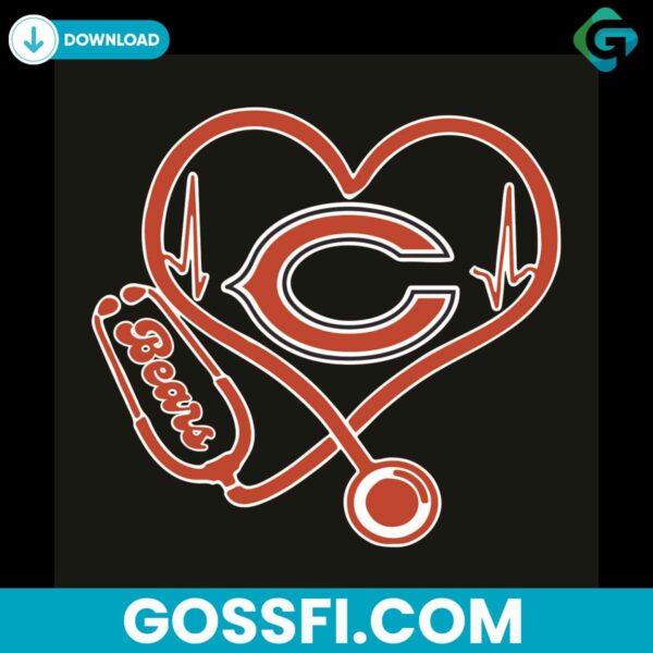 chicago-bears-heart-stethoscope-svg