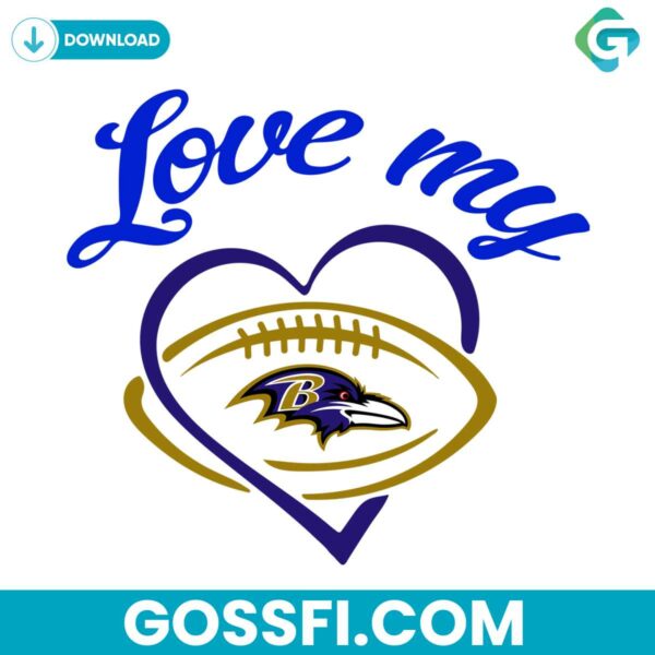 love-my-baltimore-ravens-football-svg