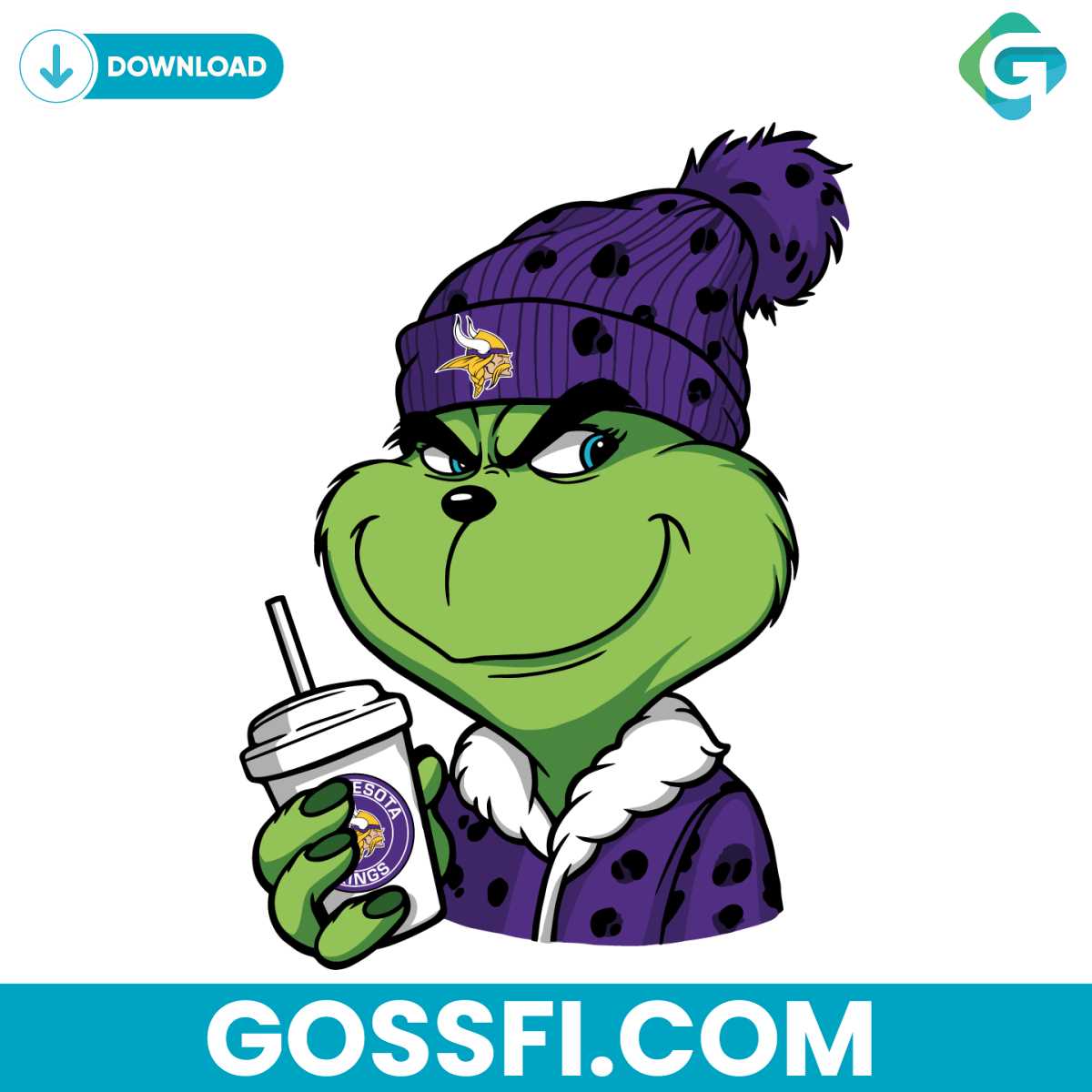 WHIMSICAL FUSION: GRINCH MEETS MINNESOTA VIKINGS SVG IN LOGO SVG 1 Grinch Minnesota Vikings Logo Svg Digital Download