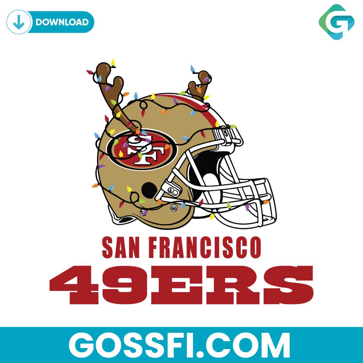 san-francisco-49ers-helmet-deer-antlers-svg-digital-download