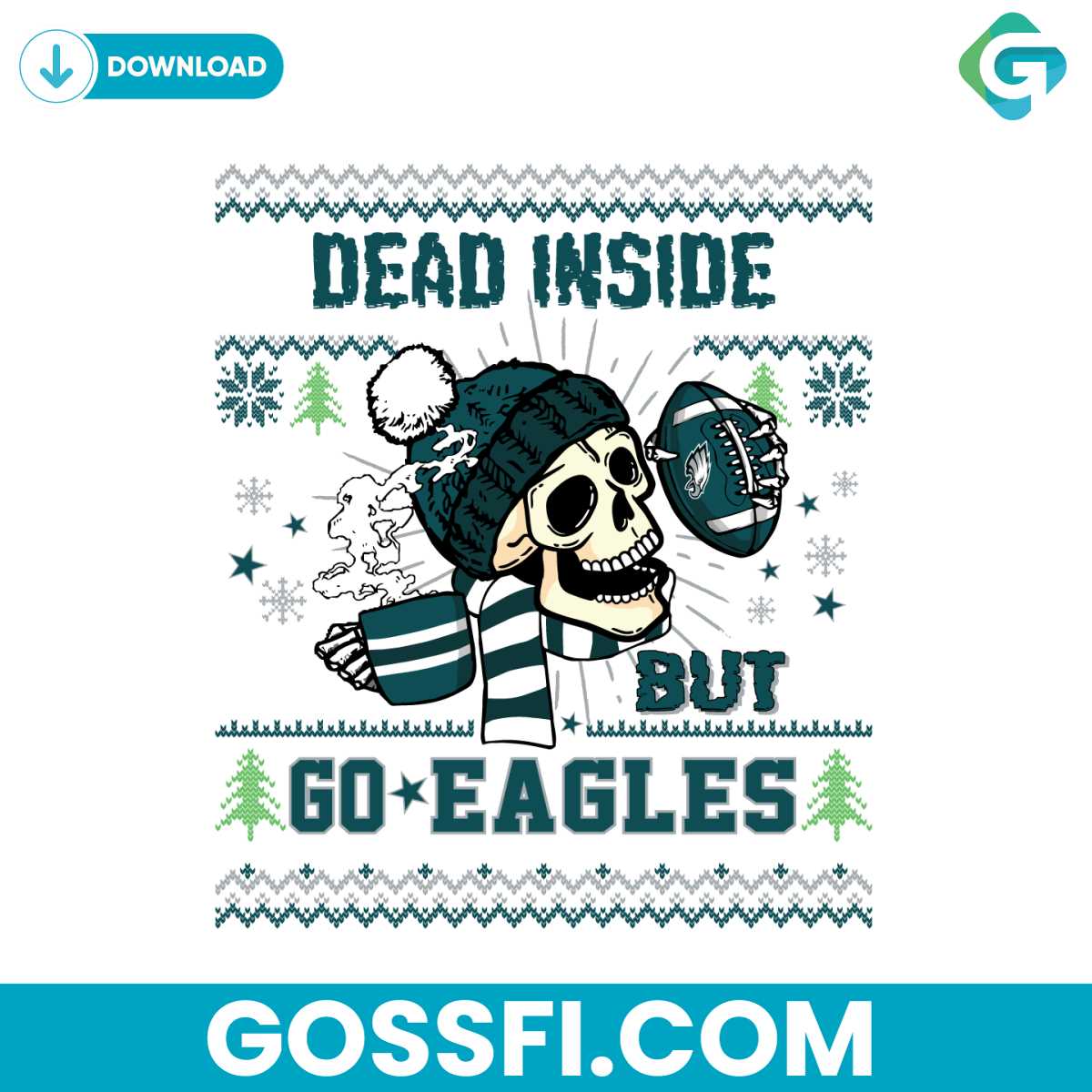 funny-skull-dead-inside-but-go-eagles-football-svg