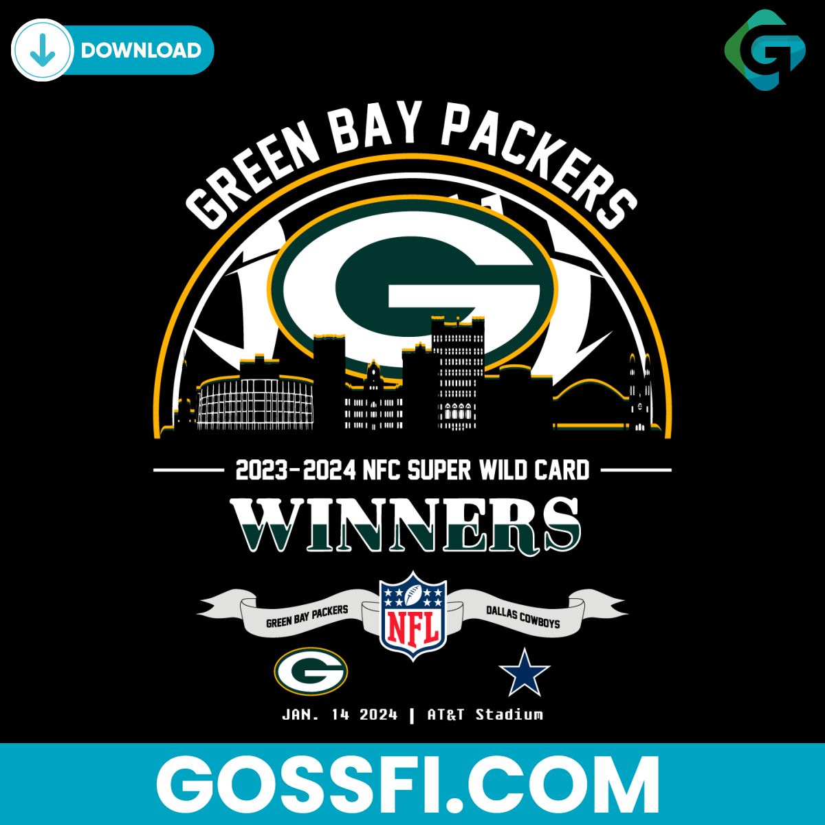 green-bay-packers-nfc-super-wild-card-winners-skyline-svg