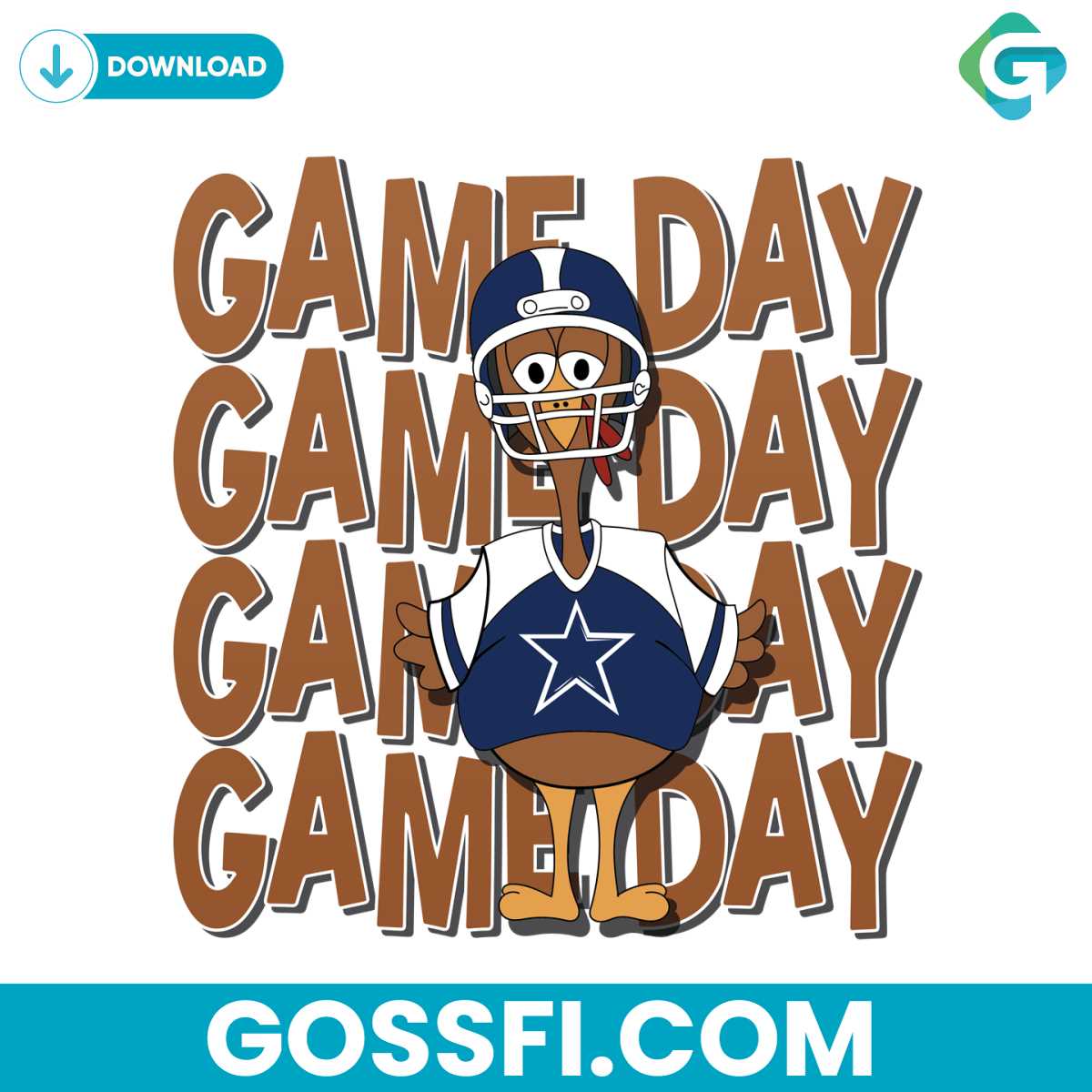game-day-turkey-dallas-cowboys-svg-digital-download