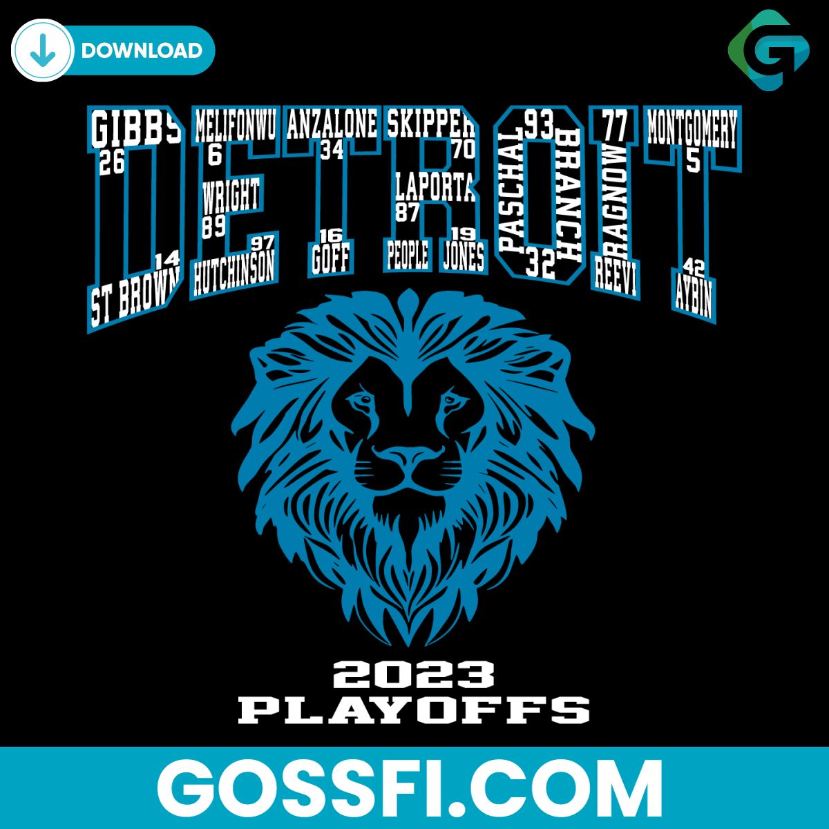detroit-lions-football-player-name-2023-playoffs-svg