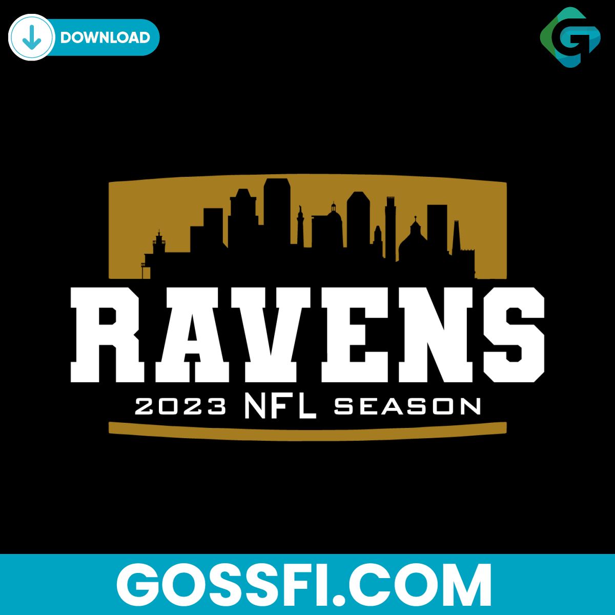 ravens-2023-nfl-season-skyline-svg-digital-download