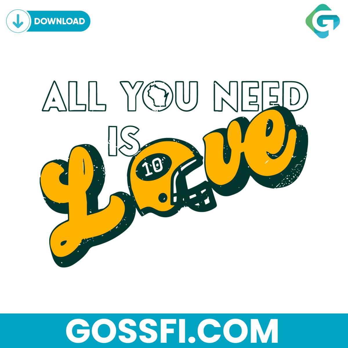 all-you-need-is-love-10-helmet-green-bay-packers-svg