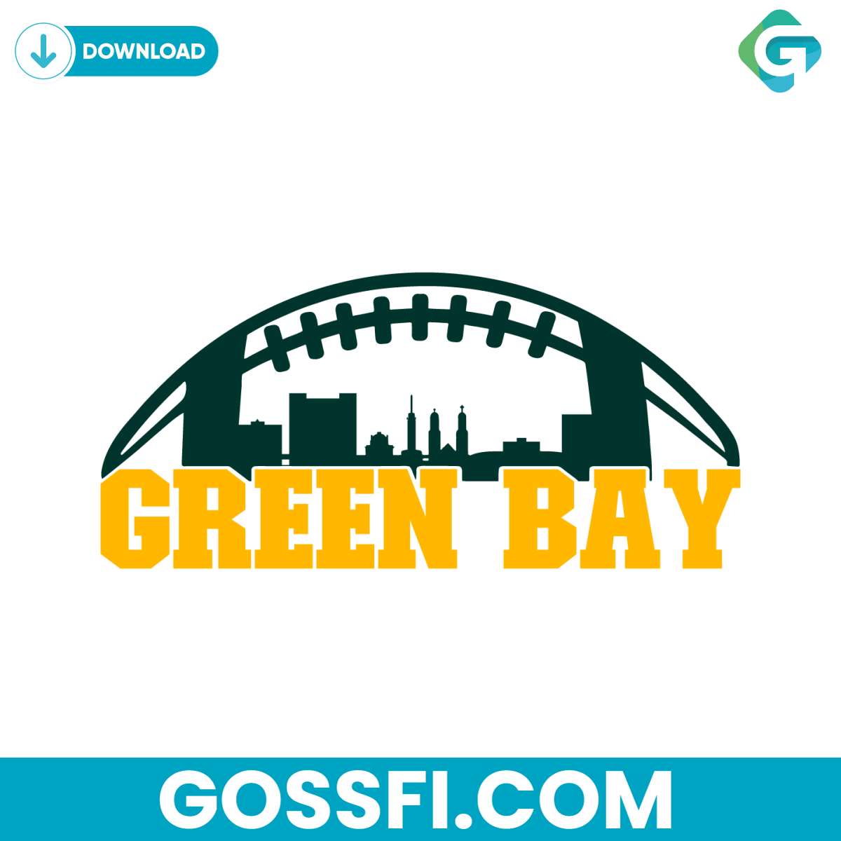 green-bay-football-skyline-svg-digital-download