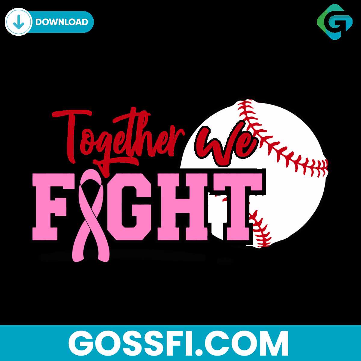 breast-cancer-awareness-baseball-together-fight-svg