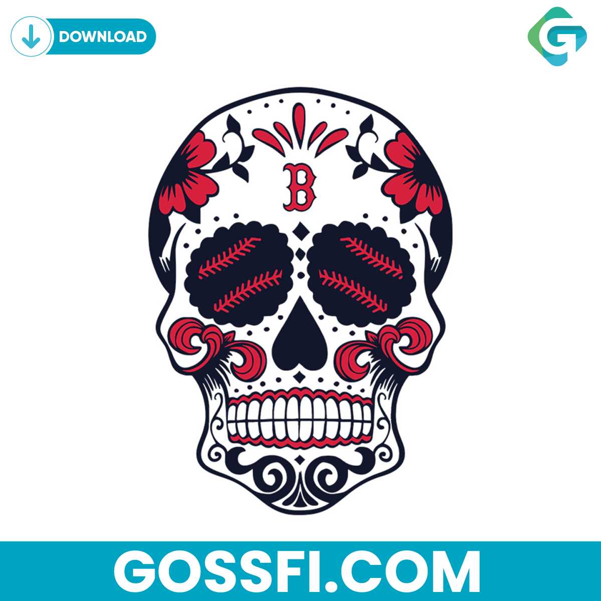 boston-red-sox-sugar-skull-svg-digital-download