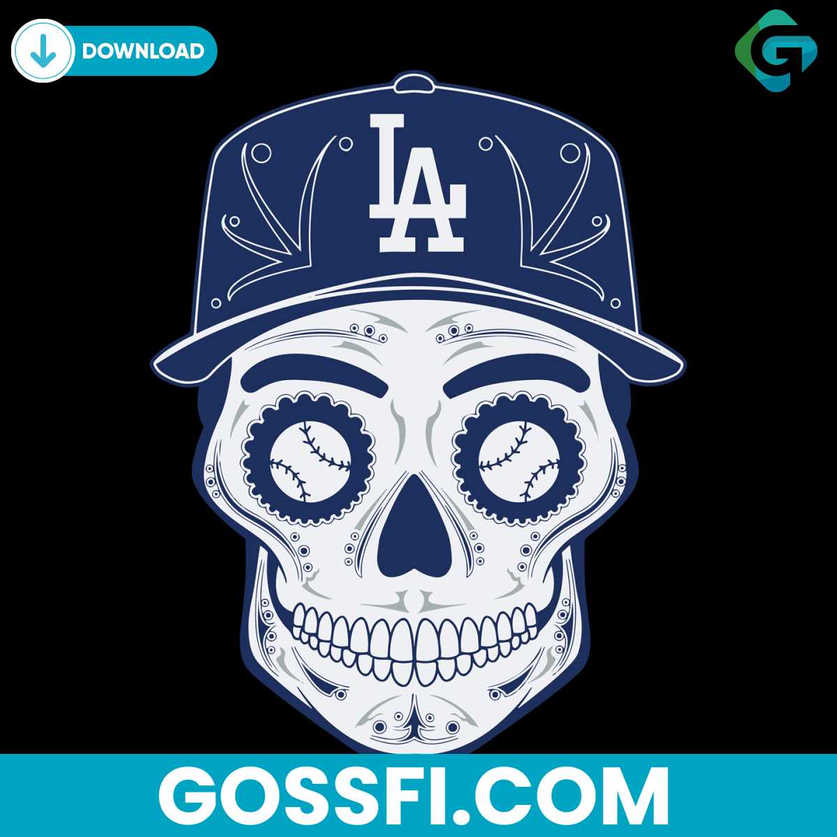 los-angeles-dodgers-sugar-skull-svg