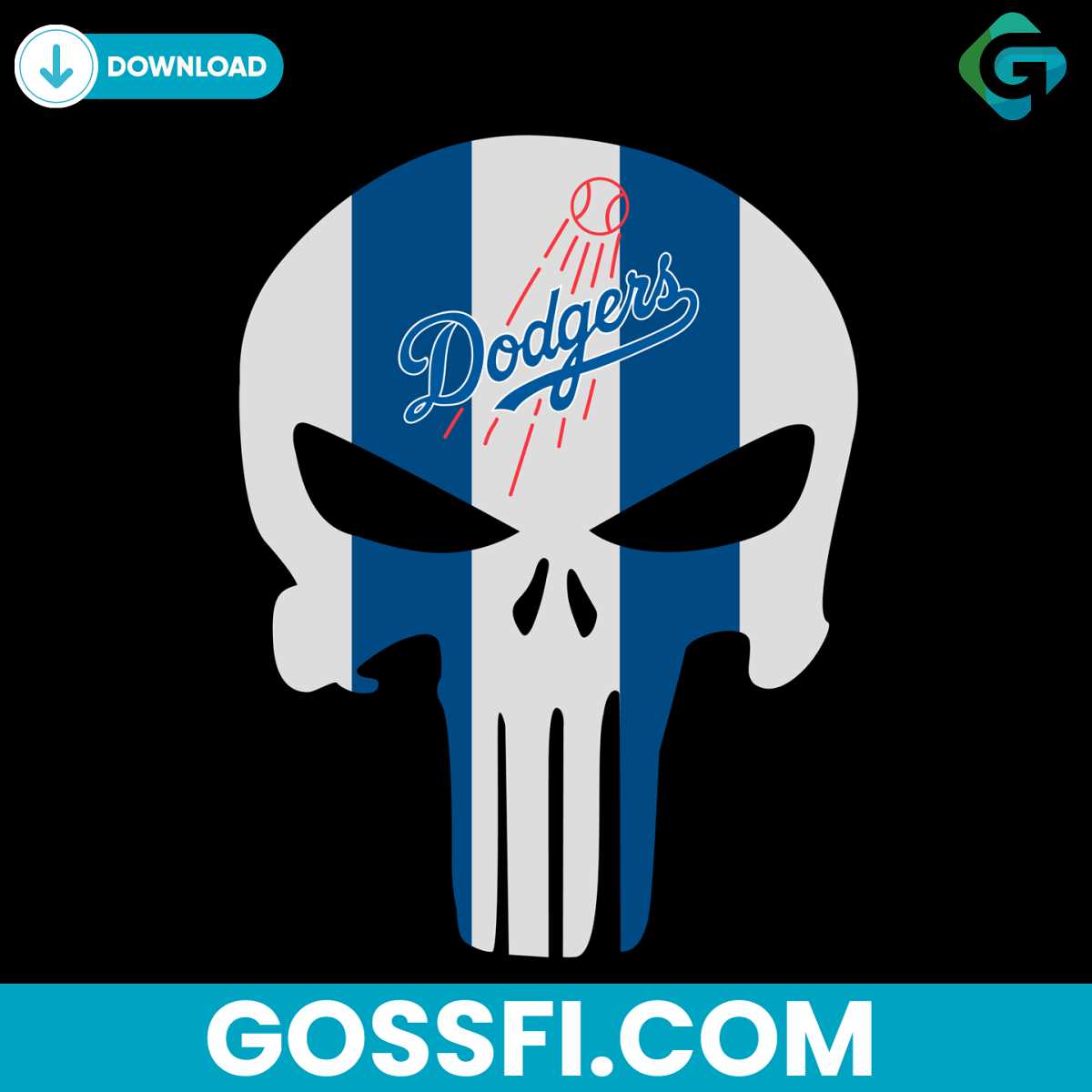 los-angeles-dodgers-skull-svg-digital-download