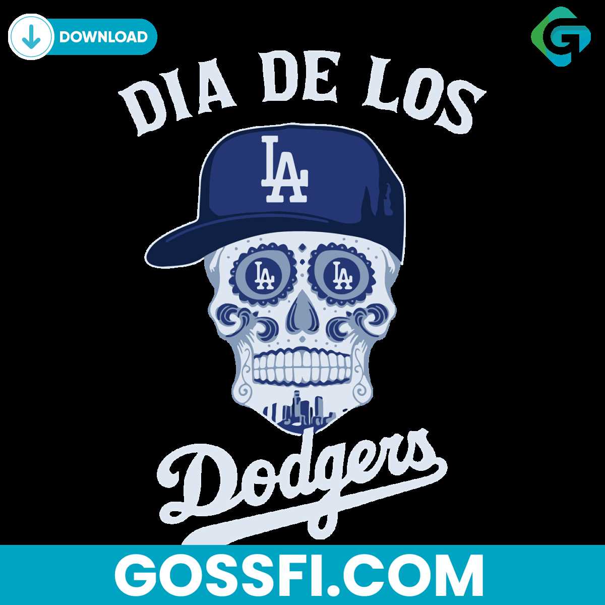 dia-de-los-los-angeles-dodgers-sugar-skull-svg