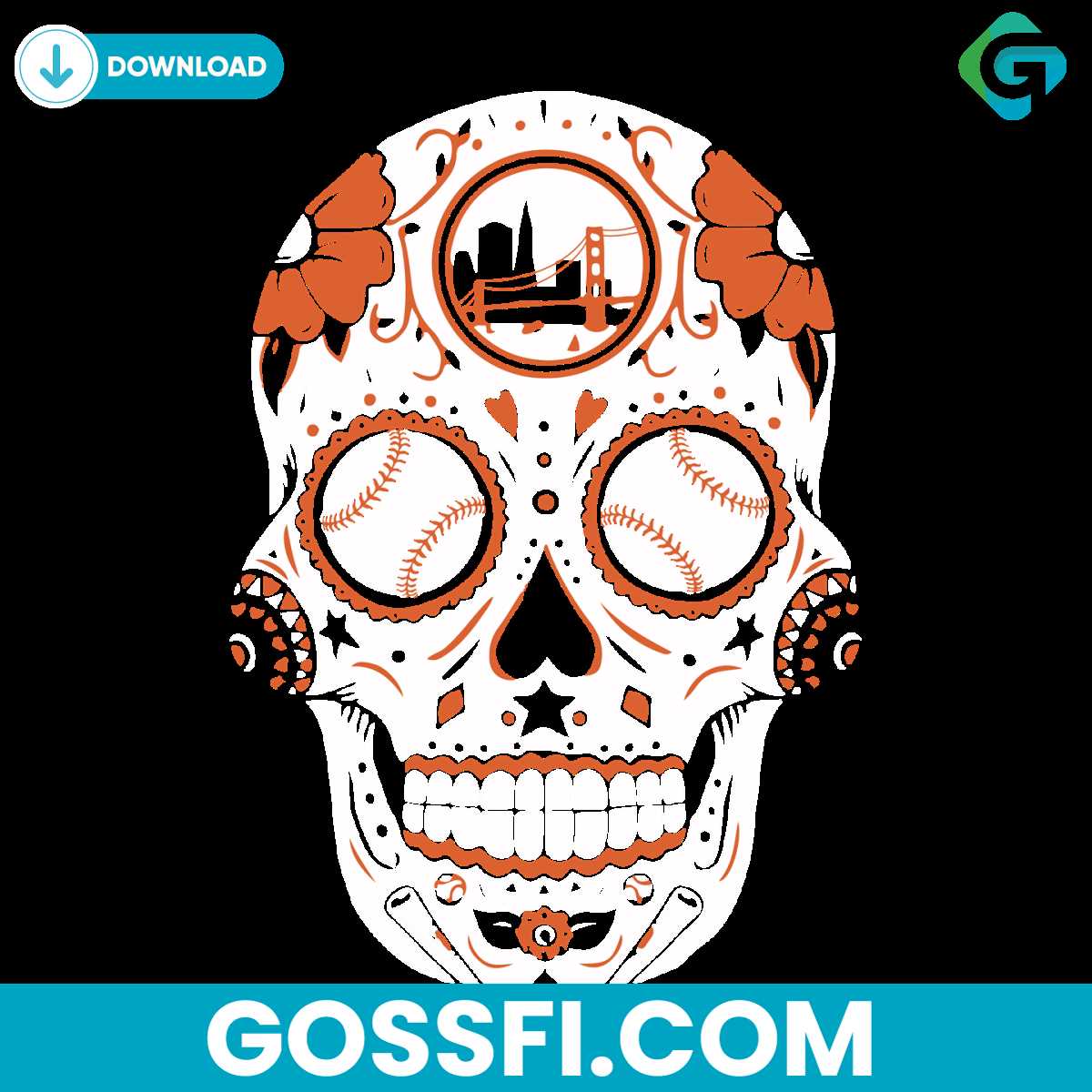 san-francisco-sugar-skull-svg-digital-download