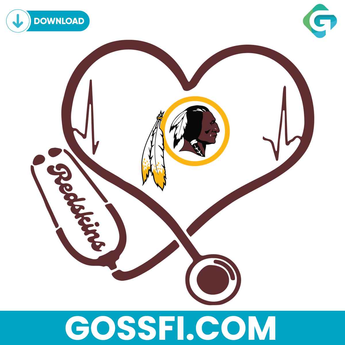 washington-football-heart-stethoscope-svg