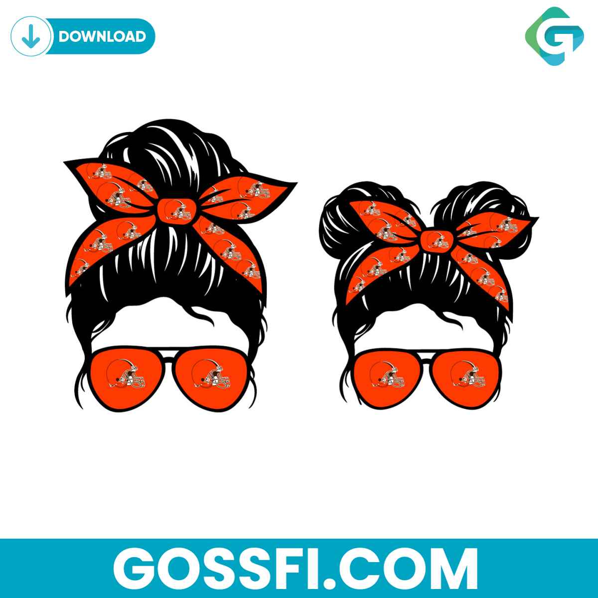 cleveland-browns-football-messy-bun-mom-and-kid-svg