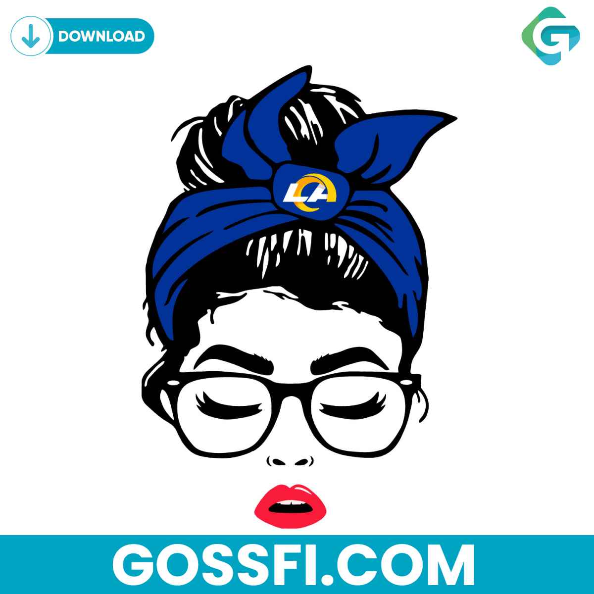 los-angeles-rams-football-team-messy-bun-girl-svg