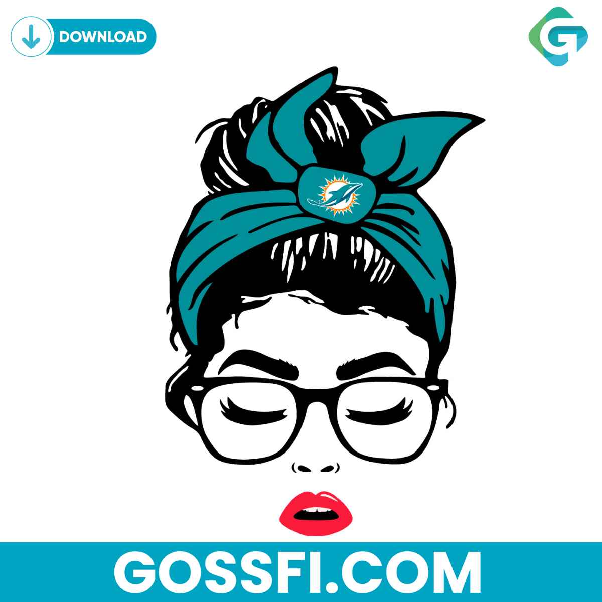 miami-dolphins-football-team-messy-bun-girl-svg
