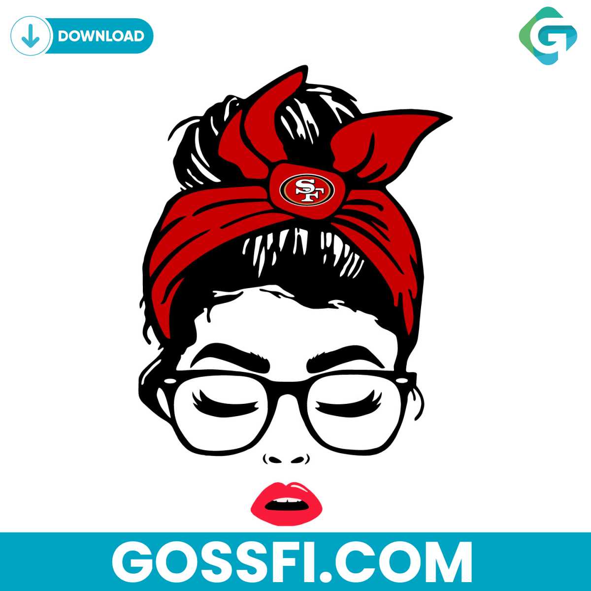 san-francisco-49ers-football-messy-bun-girl-svg