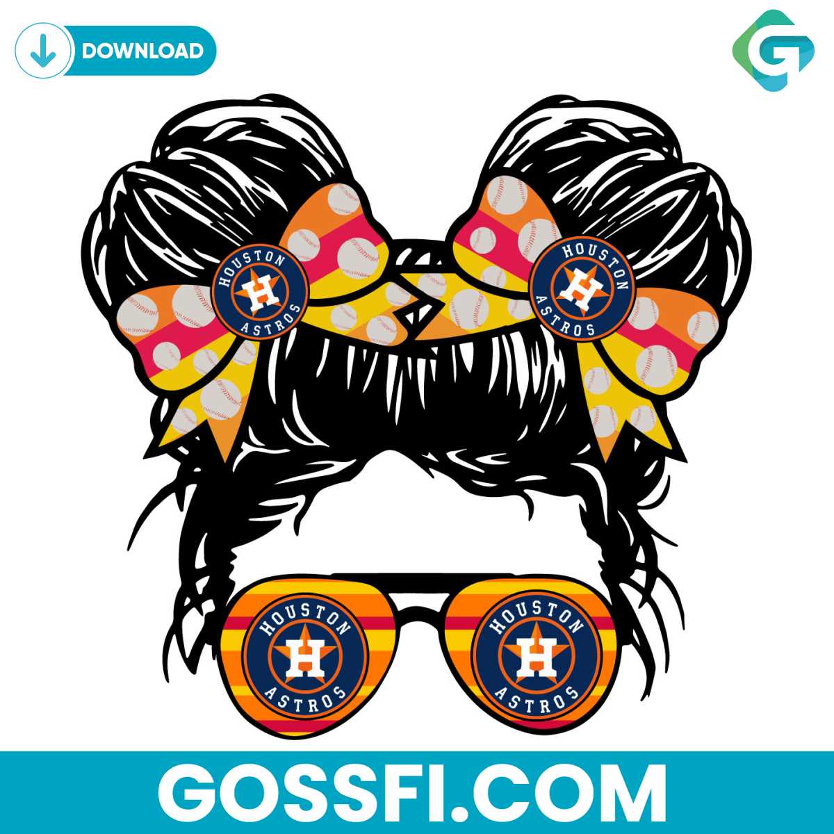 baseball-houston-astros-messy-bun-svg