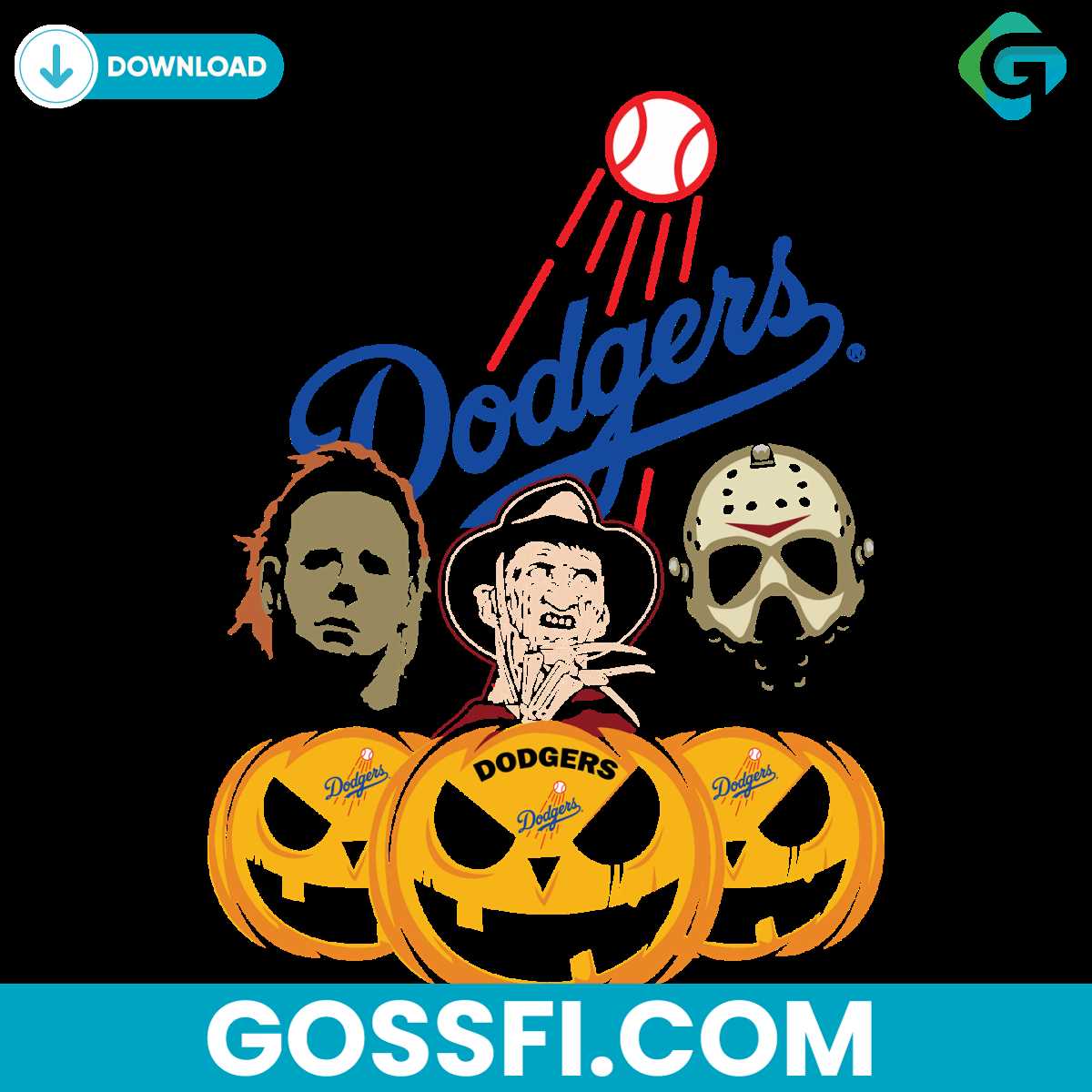los-angeles-dodgers-halloween-horror-movie-pumpkin-svg