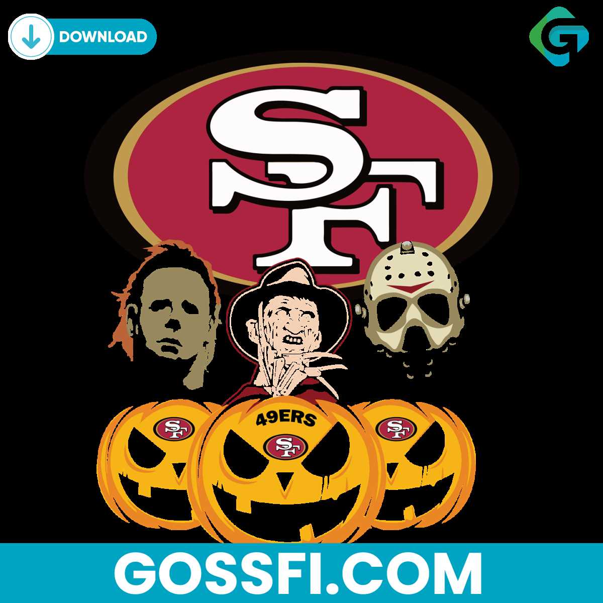 san-francisco-49ers-halloween-horror-movie-pumpkin-svg