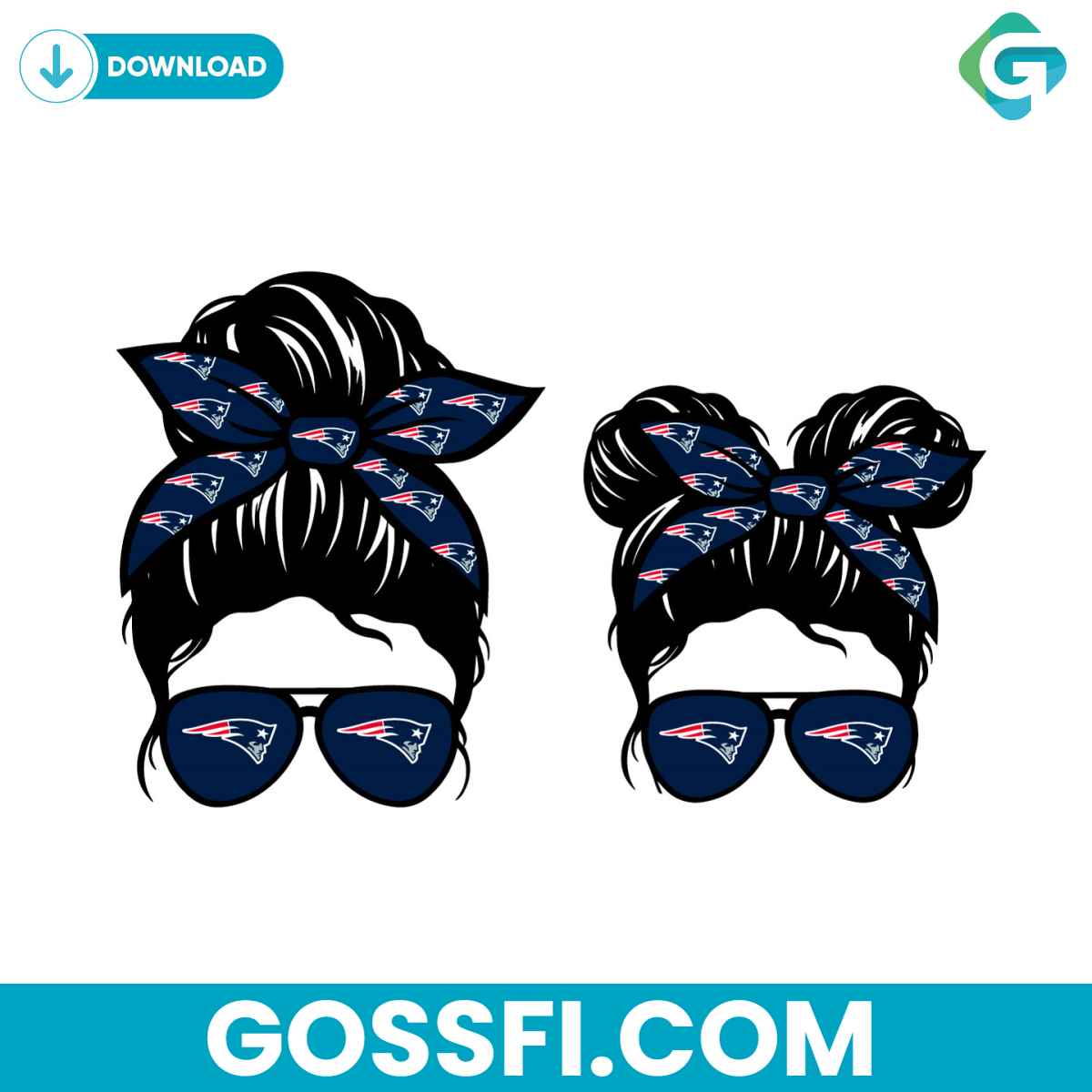 new-england-patriots-football-messy-bun-mom-and-kid-svg