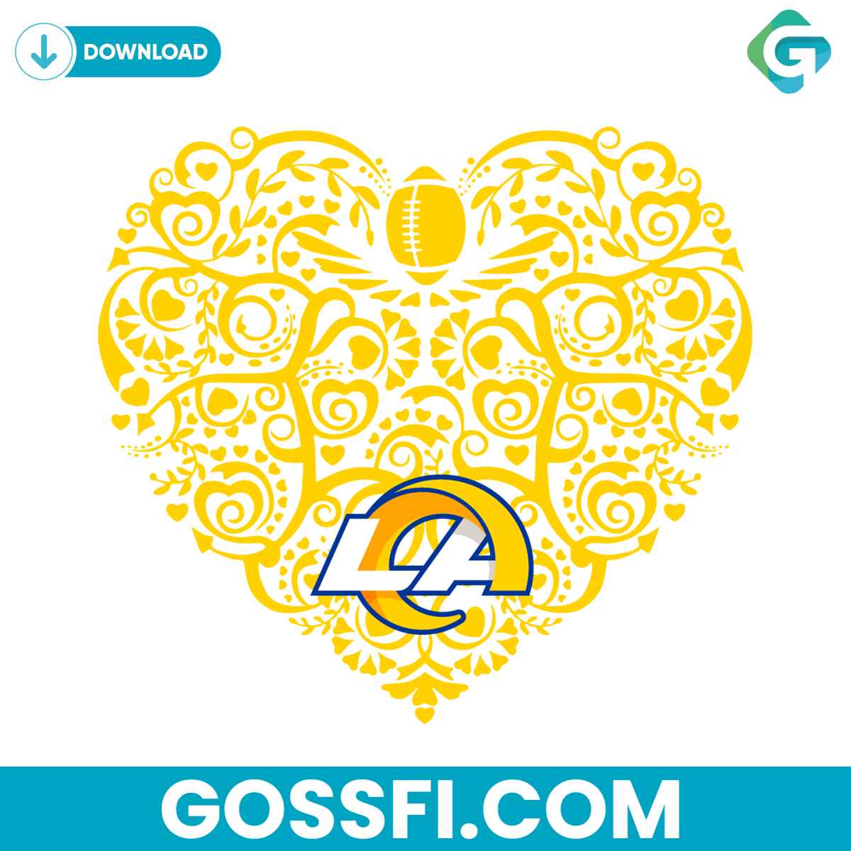 los-angeles-rams-football-heart-svg
