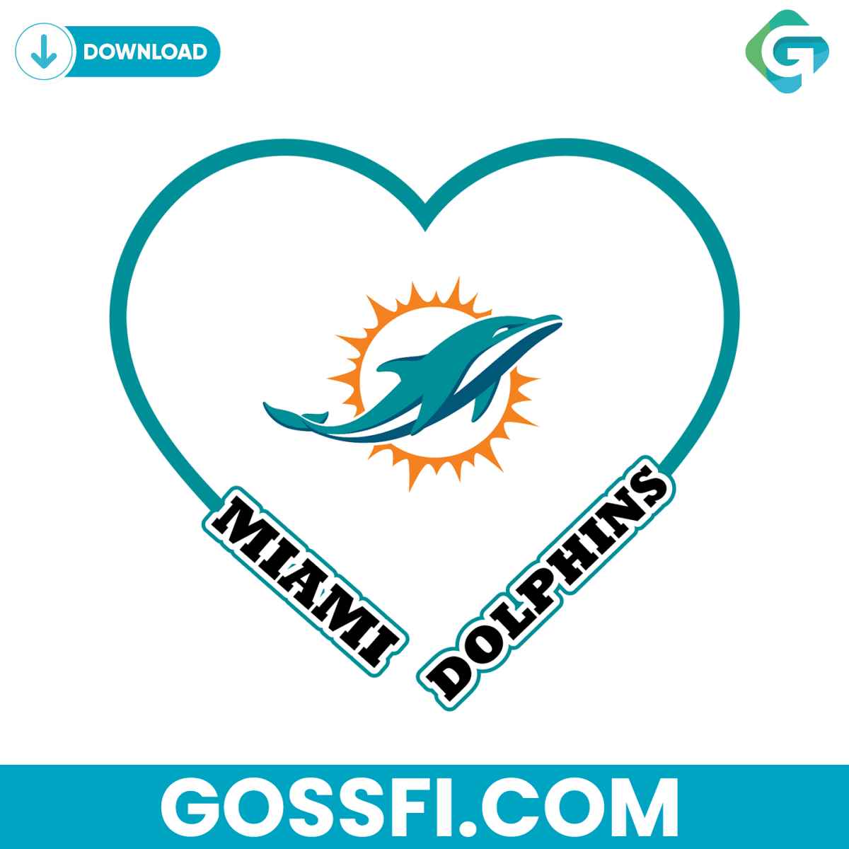 miami-dolphin-heart-svg-digital-download