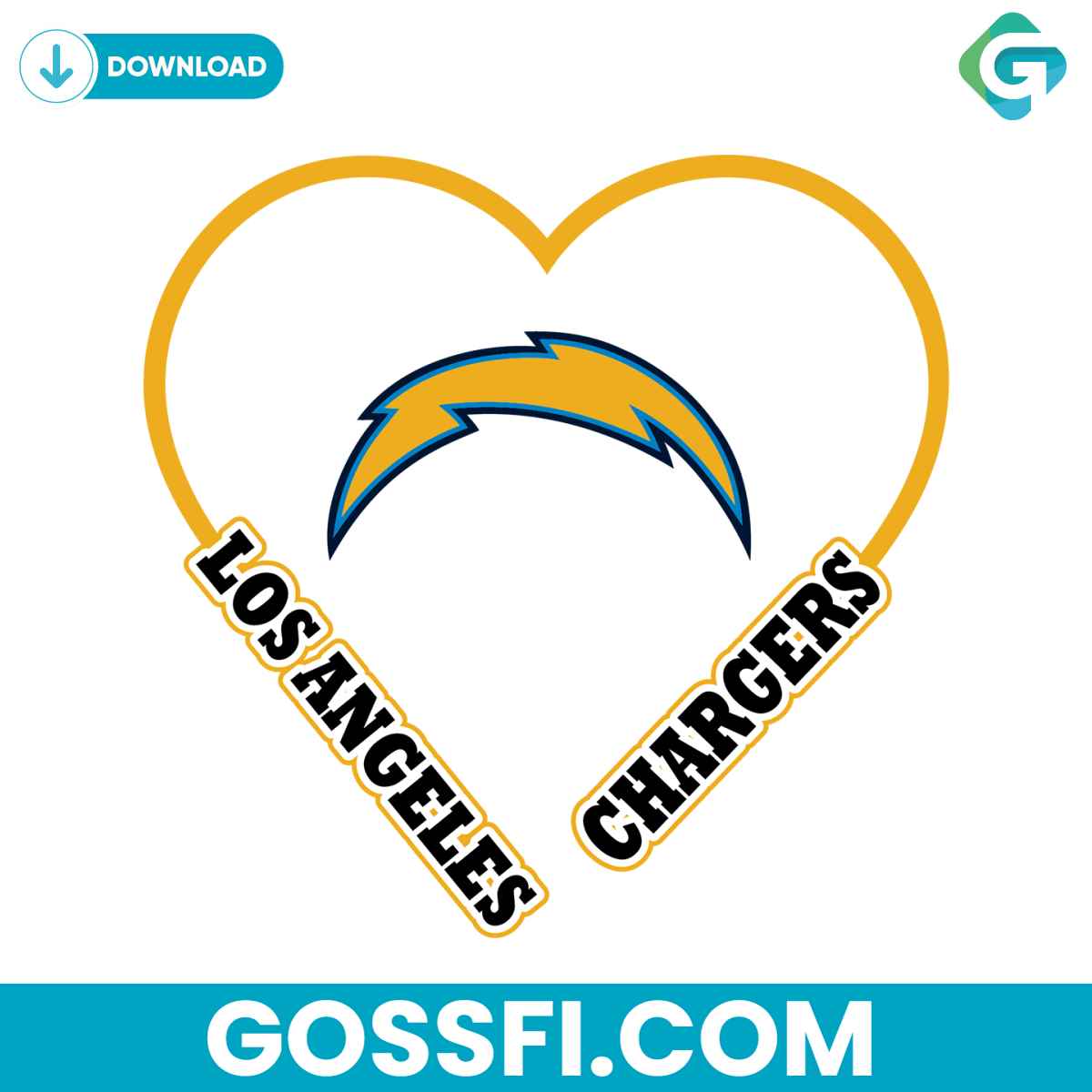 los-angeles-chargers-heart-svg-digital-download