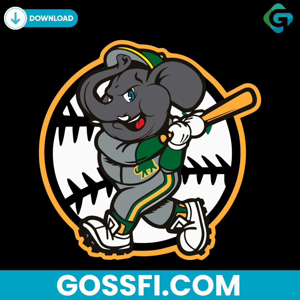 oakland-as-elephant-baseball-mlb-svg-digital-download