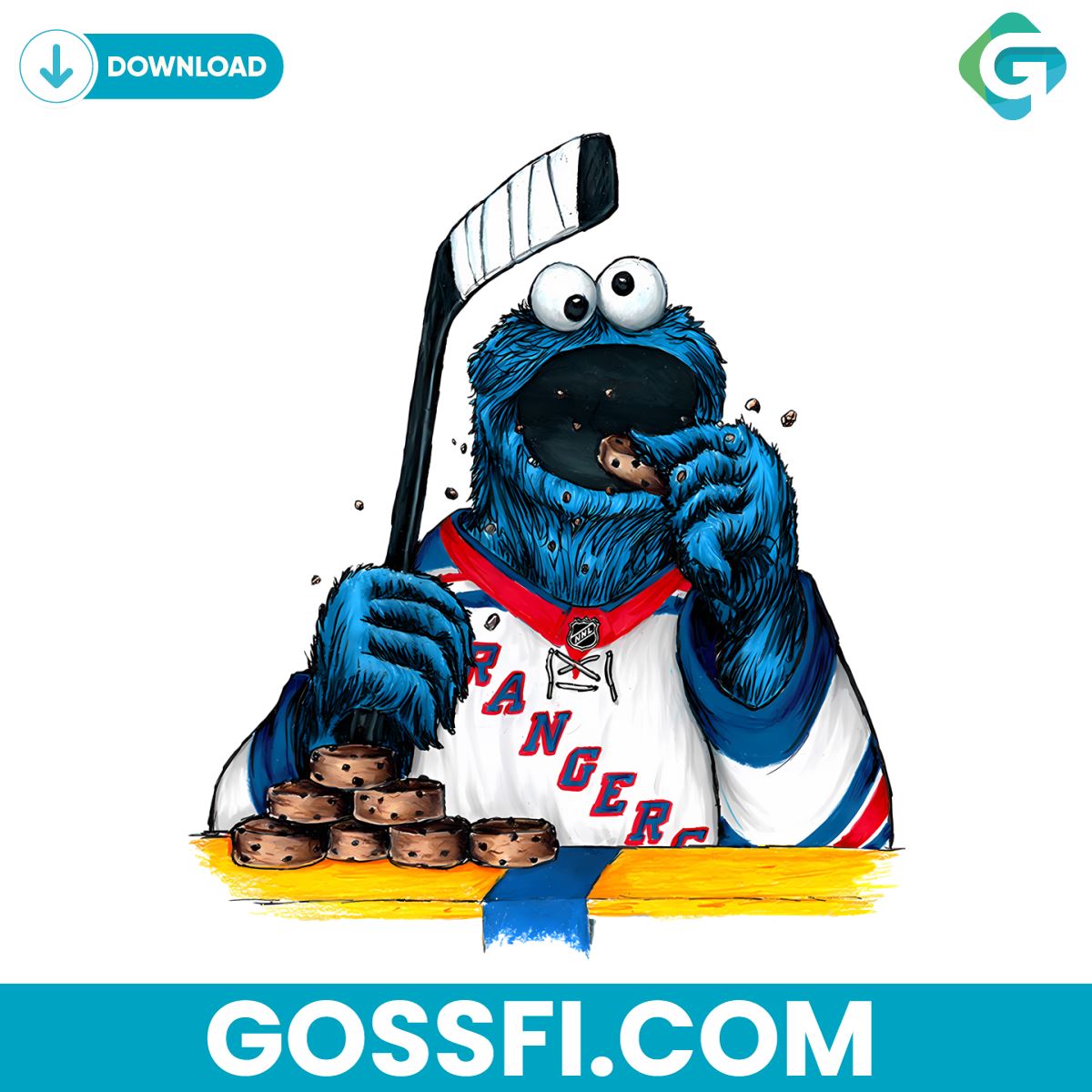 new-york-rangers-cookie-monster-hockey-nhl-png