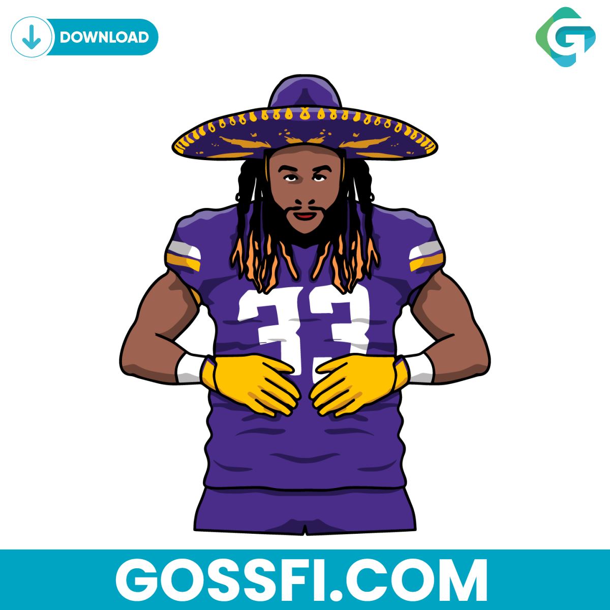 aaron-jones-hat-minnesota-vikings-player-svg-digital-download