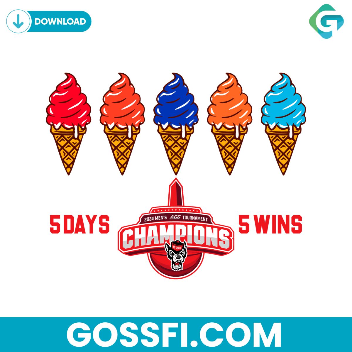 nc-state-wolfpack-5-days-5-wins-ice-scream-svg