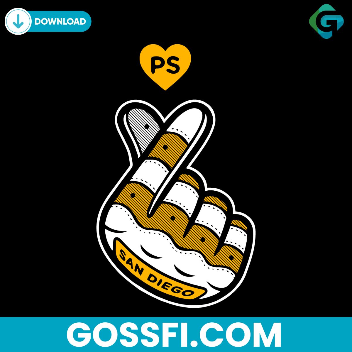 san-diego-finger-heart-baseball-svg-digital-download