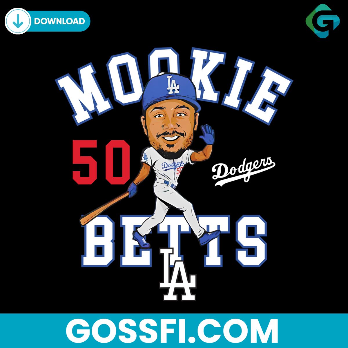 mookie-betts-los-angeles-dodgers-caricature-mlb-svg